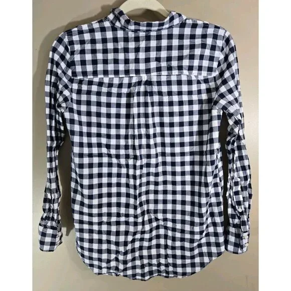 J. Crew Mercentile Blue & White Checkered Lightweight 100% Cotton Flannel XS - Picture 6 of 9
